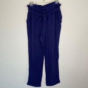 Weekend by Susan Betro blue tie front elastic waist pant Sz medium